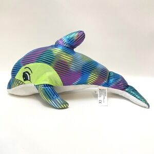 2019 Kellytoy 15" Dolphin Metallic Rainbow Shiny‎ Plush Multicolor Soft
